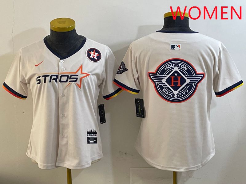 Women Houston Astros Blank Cream Three generations Joint Name 2025 Nike MLB Jersey style 41028->women mlb jersey->Women Jersey
